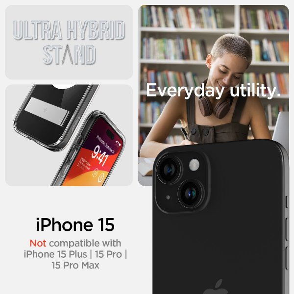 Spigen iPhone 15 Deksel Ultra Hybrid S MagFit Crystal Clear