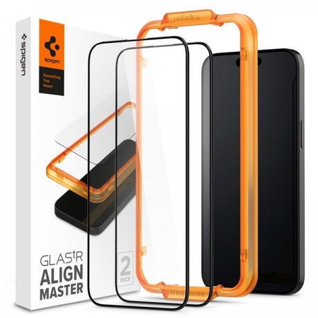 Spigen iPhone 15 Skjermbeskytter GLAS.tR ALIGNmaster 2-pakning