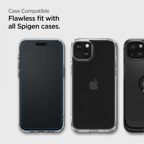 Spigen iPhone 15 Skjermbeskytter GLAS.tR ALIGNmaster 2-pakning