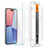 Spigen iPhone 15/iPhone 16 Skjermbeskytter GLAS.tR EZ Fit 2-pakning