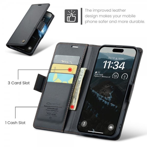 CaseMe iPhone 16 Etui 023 Series Svart