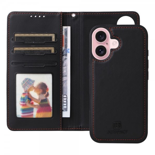Betopnice iPhone 16 Etui Avtagbart Deksel 005 Svart