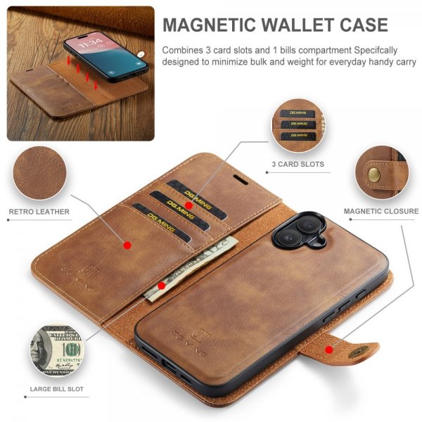 Dg.Ming iPhone 16 Etui Avtagbart Deksel Brun