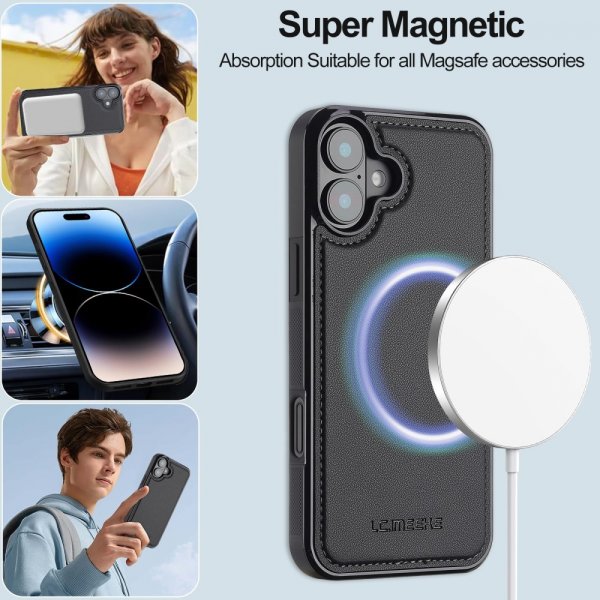 Lc.Imeeke iPhone 16 Etui Avtagbart Deksel L2 Series MagSafe Svart