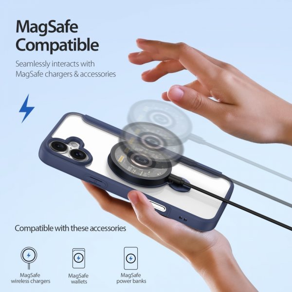 Dux Ducis iPhone 16 Etui Skin X Pro Series Kickstand MagSafe Blå