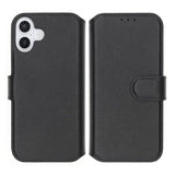 Rvelon iPhone 16 Etui Ekte skinn Kortlommer Svart