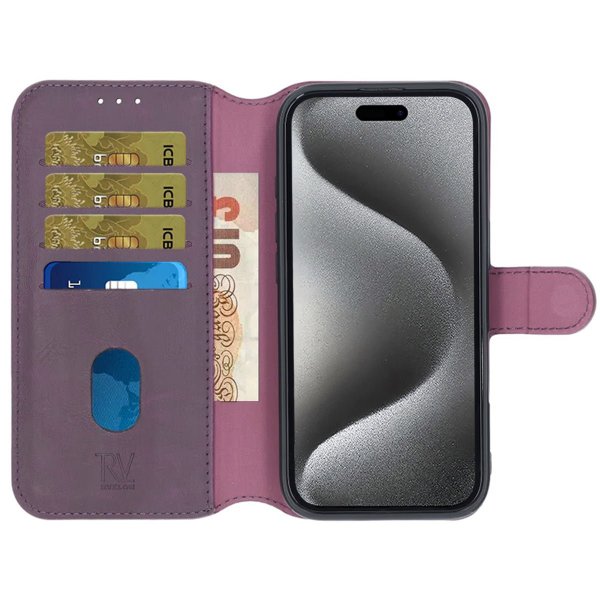 Rvelon iPhone 16 Etui Detachable Wallet Case Lilla