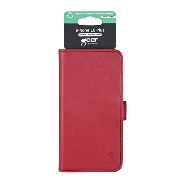Gear iPhone 16 Plus Etui 3 Kortlomme  Rød