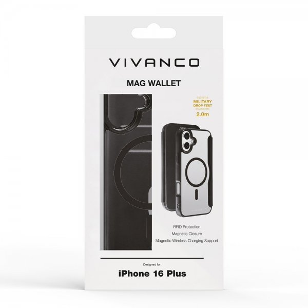 Vivanco iPhone 16 Plus Etui Mag Wallet Svart