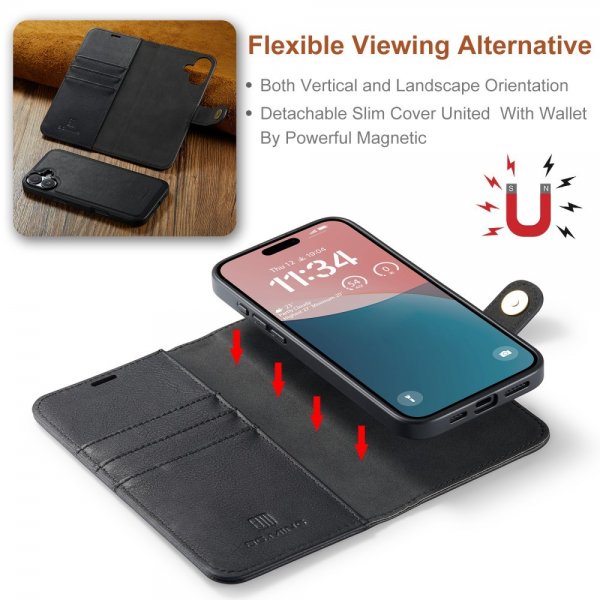 Dg.Ming iPhone 16 Plus Etui Avtagbart Deksel Svart