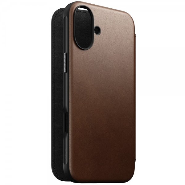 Nomad iPhone 16 Plus Etui Modern Leather Folio Brun