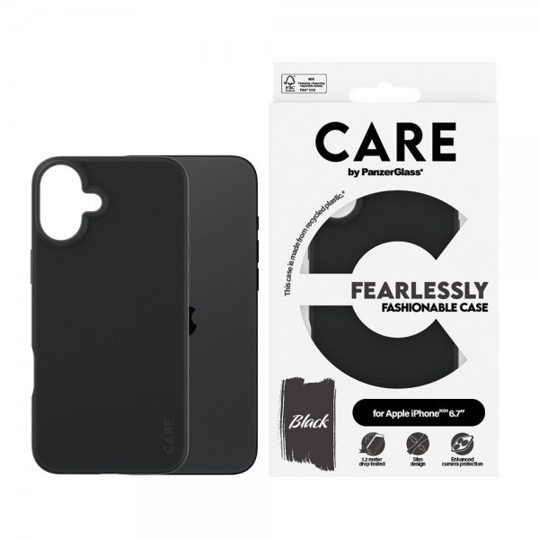 CARE by PanzerGlass iPhone 16 Plus Deksel Fashionable Svart