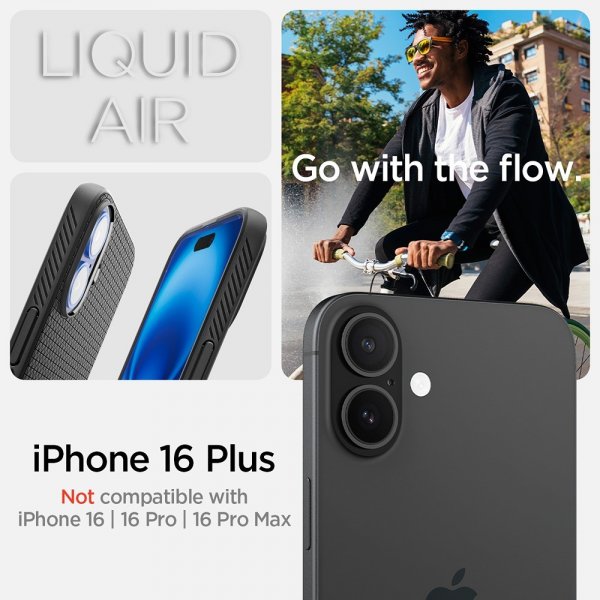 Spigen iPhone 16 Plus Deksel Liquid Air Matte Black