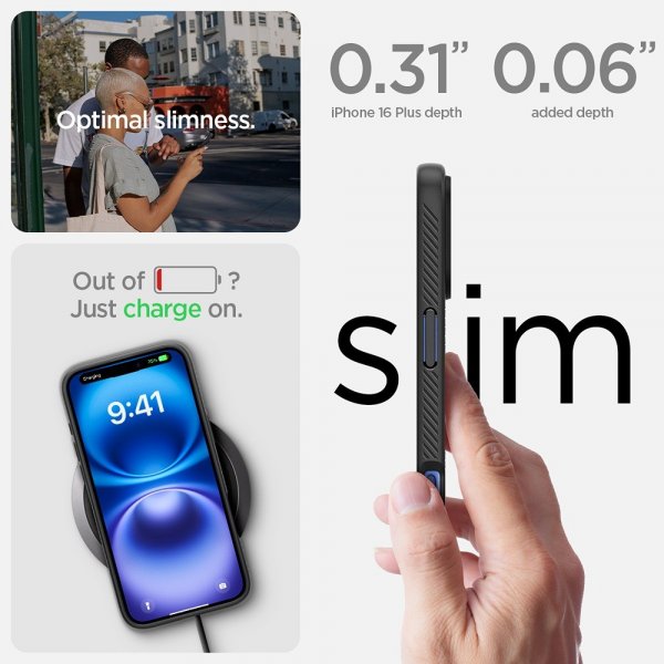 Spigen iPhone 16 Plus Deksel Liquid Air Matte Black