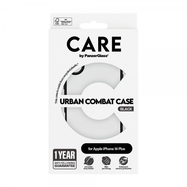 CARE by PanzerGlass iPhone 16 Plus Deksel Urban Combat Svart