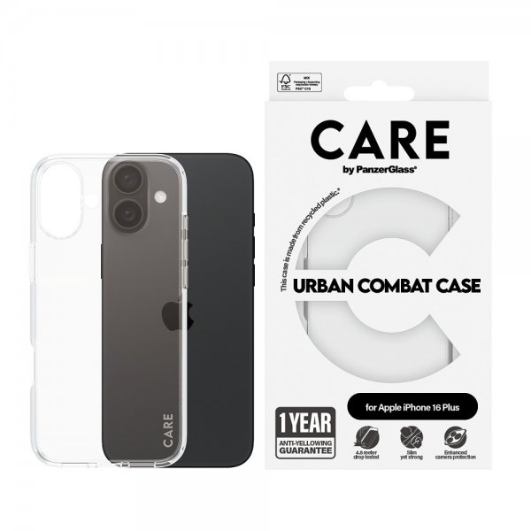 CARE by PanzerGlass iPhone 16 Plus Deksel Urban Combat Transparent