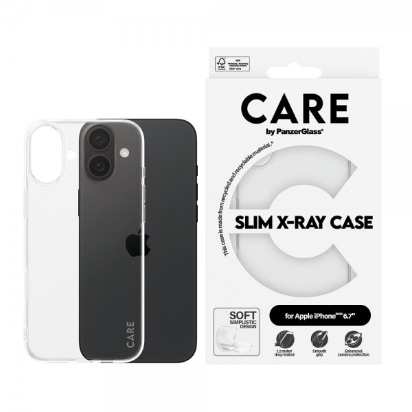 CARE by PanzerGlass iPhone 16 Plus Deksel X-Ray Transparent