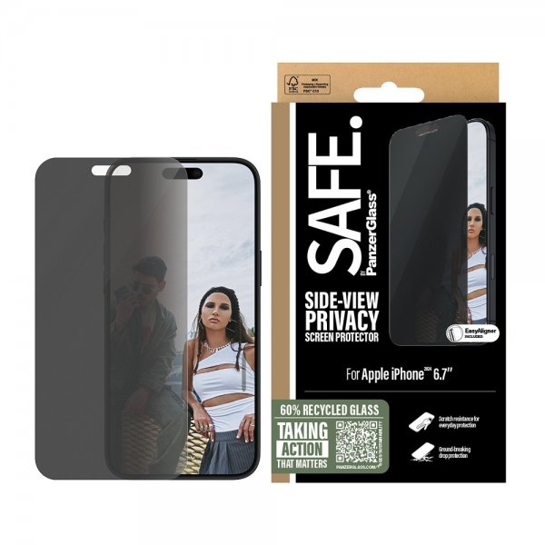 SAFE. by PanzerGlass iPhone 16 Plus Skjermbeskytter Privacy EasyAligner
