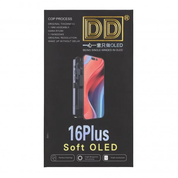 iPhone 16 Plus Soft OLED Display High Quality Black (DD brand)