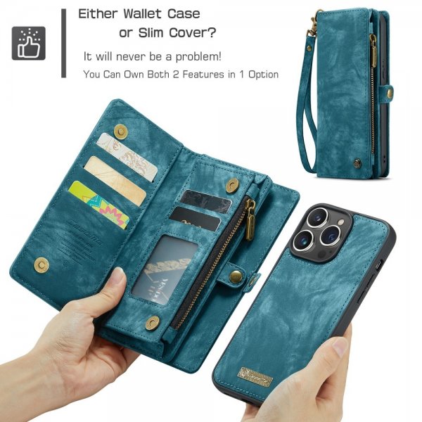 CaseMe iPhone 16 Pro Etui 008 Series Avtakbart Deksel Blå