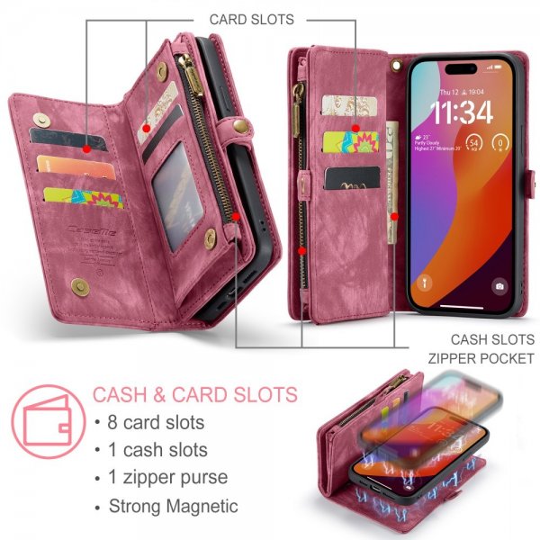 CaseMe iPhone 16 Pro Etui 008 Series Avtakbart Deksel Rød