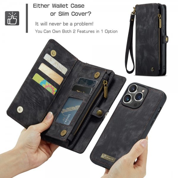 CaseMe iPhone 16 Pro Etui 008 Series Avtakbart Deksel Svart