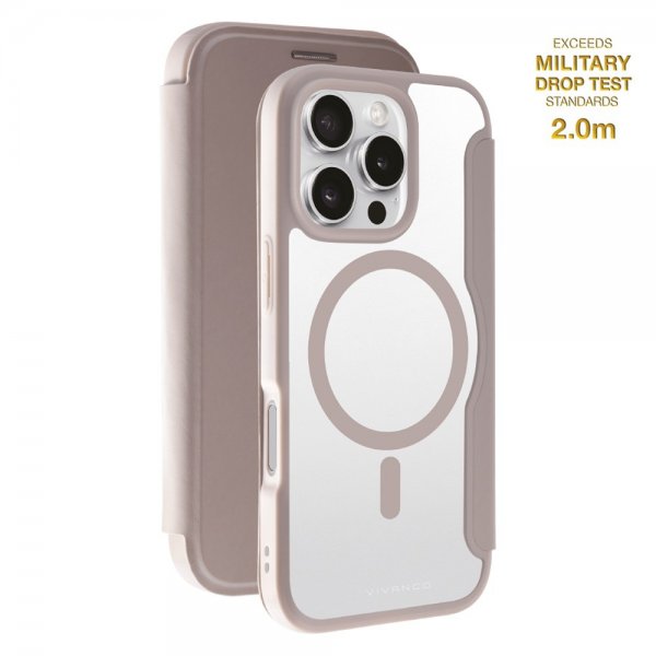 Vivanco iPhone 16 Pro Etui Mag Wallet Greige