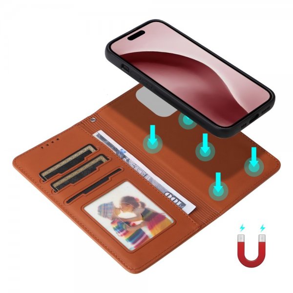 Betopnice iPhone 16 Pro Etui Avtagbart Deksel 005 Brun