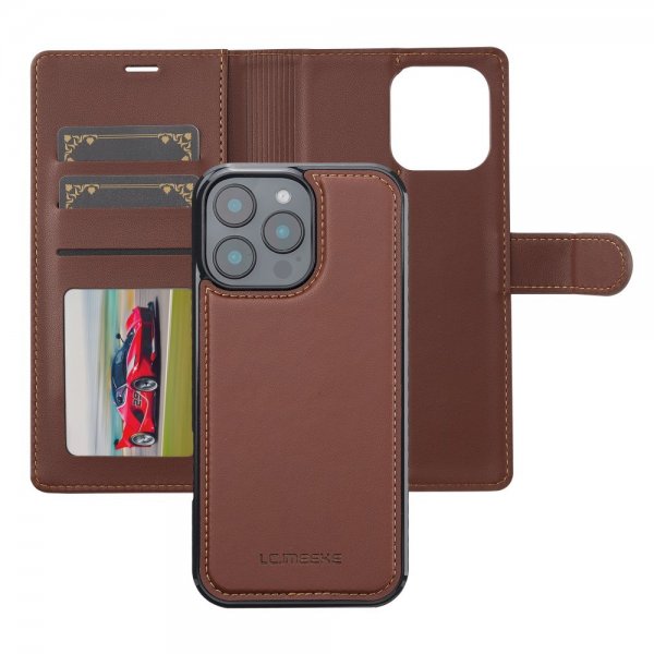 Lc.Imeeke iPhone 16 Pro Etui Avtagbart Deksel L2 Series MagSafe Brun