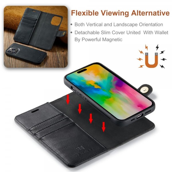 Dg.Ming iPhone 16 Pro Etui Avtagbart Deksel Svart