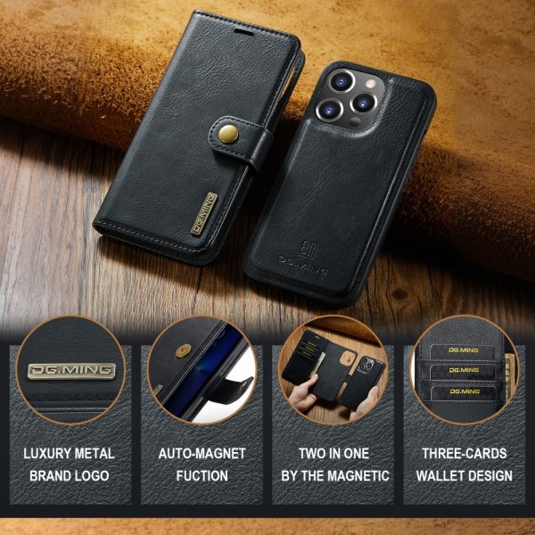 Dg.Ming iPhone 16 Pro Etui Avtagbart Deksel Svart