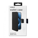 Celly iPhone 16 Pro Etui Wally Wallet Case Svart