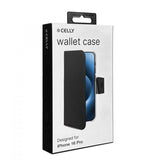 Celly iPhone 16 Pro Etui Wally Wallet Case Svart