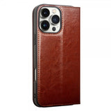 Qialino iPhone 16 Pro Max Etui Ekte Skinn Brun