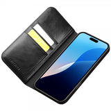 Qialino iPhone 16 Pro Max Etui Ekte Skinn Svart