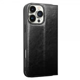 Qialino iPhone 16 Pro Max Etui Ekte Skinn Svart