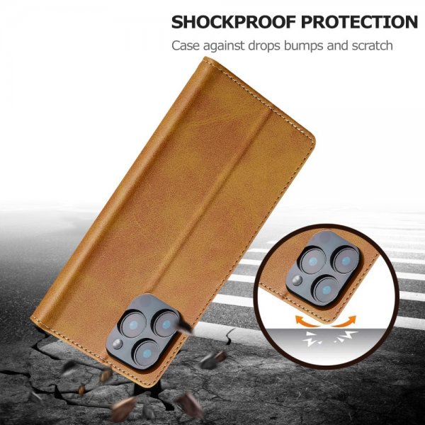 Lc.Imeeke iPhone 16 Pro Max Etui med Kortlomme stativfunksjon Lysebrun