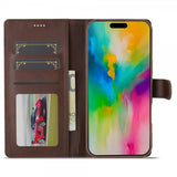 Lc.Imeeke iPhone 16 Pro Max Etui med Kortlomme stativfunksjon Mørkebrun