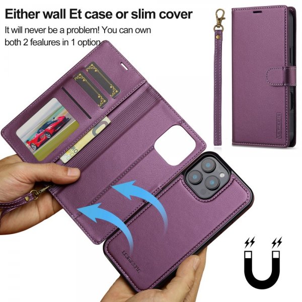 Lc.Imeeke iPhone 16 Pro Max Etui Avtagbart Deksel L2 Series MagSafe Lilla