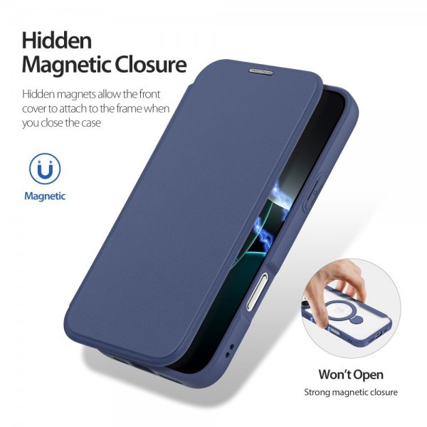 Dux Ducis iPhone 16 Pro Max Etui Skin X Pro Series Kickstand MagSafe Blå