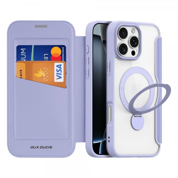 Dux Ducis iPhone 16 Pro Max Etui Skin X Pro Series Kickstand MagSafe Lilla