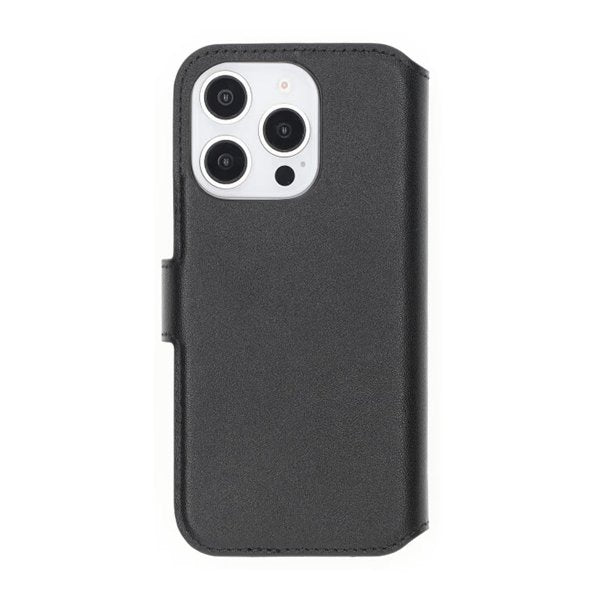 Rvelon iPhone 16 Pro Max Etui Ekte skinn Kortlommer Svart