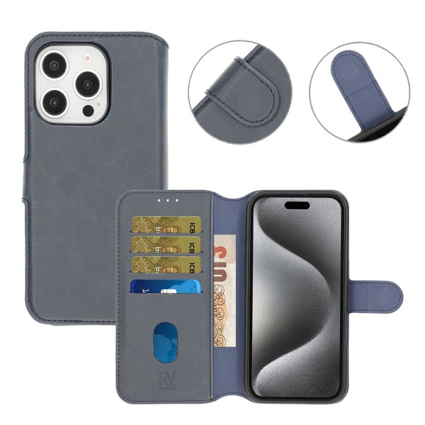Rvelon iPhone 16 Pro Max Etui Detachable Wallet Case Blå