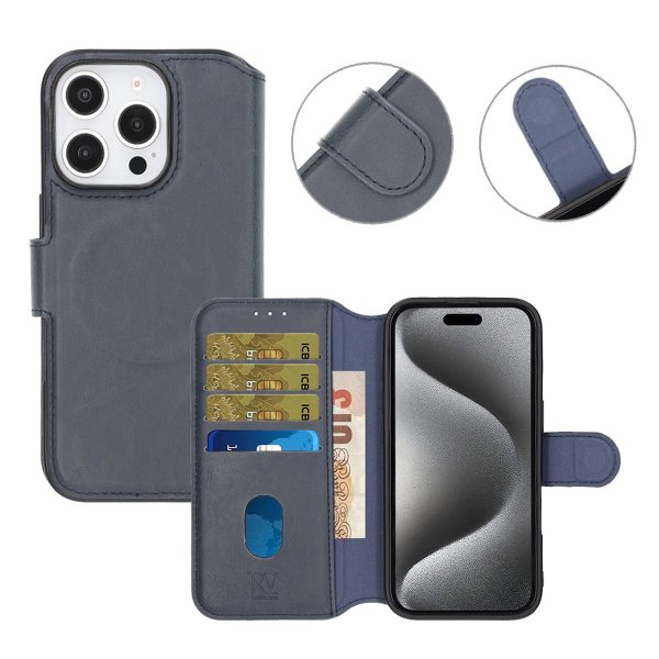 Rvelon iPhone 16 Pro Max Etui 4 Kortlomme MagSafe Blå