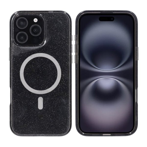 Rvelon iPhone 16 Pro Max Deksel Glitter MagSafe Svart