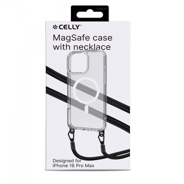 Celly iPhone 16 Pro Max Deksel Freedom Necklace MagSafe Transparent