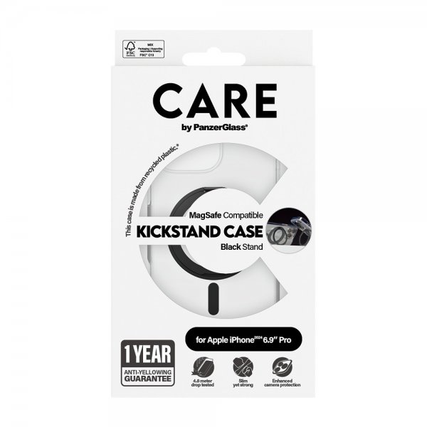 CARE by PanzerGlass iPhone 16 Pro Max Deksel Kickstand MagSafe Svart
