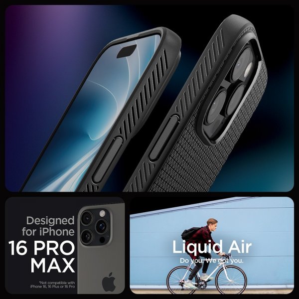 Spigen iPhone 16 Pro Max Deksel Liquid Air Matte Black