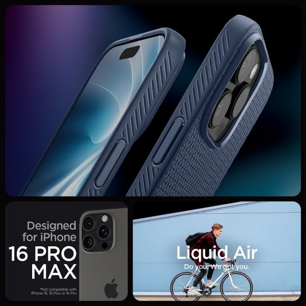 Spigen iPhone 16 Pro Max Deksel Liquid Air Navy Blue