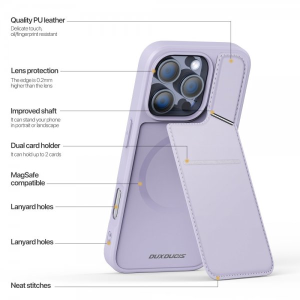 Dux Ducis iPhone 16 Pro Max Deksel Rafi II Series MagSafe Lilla